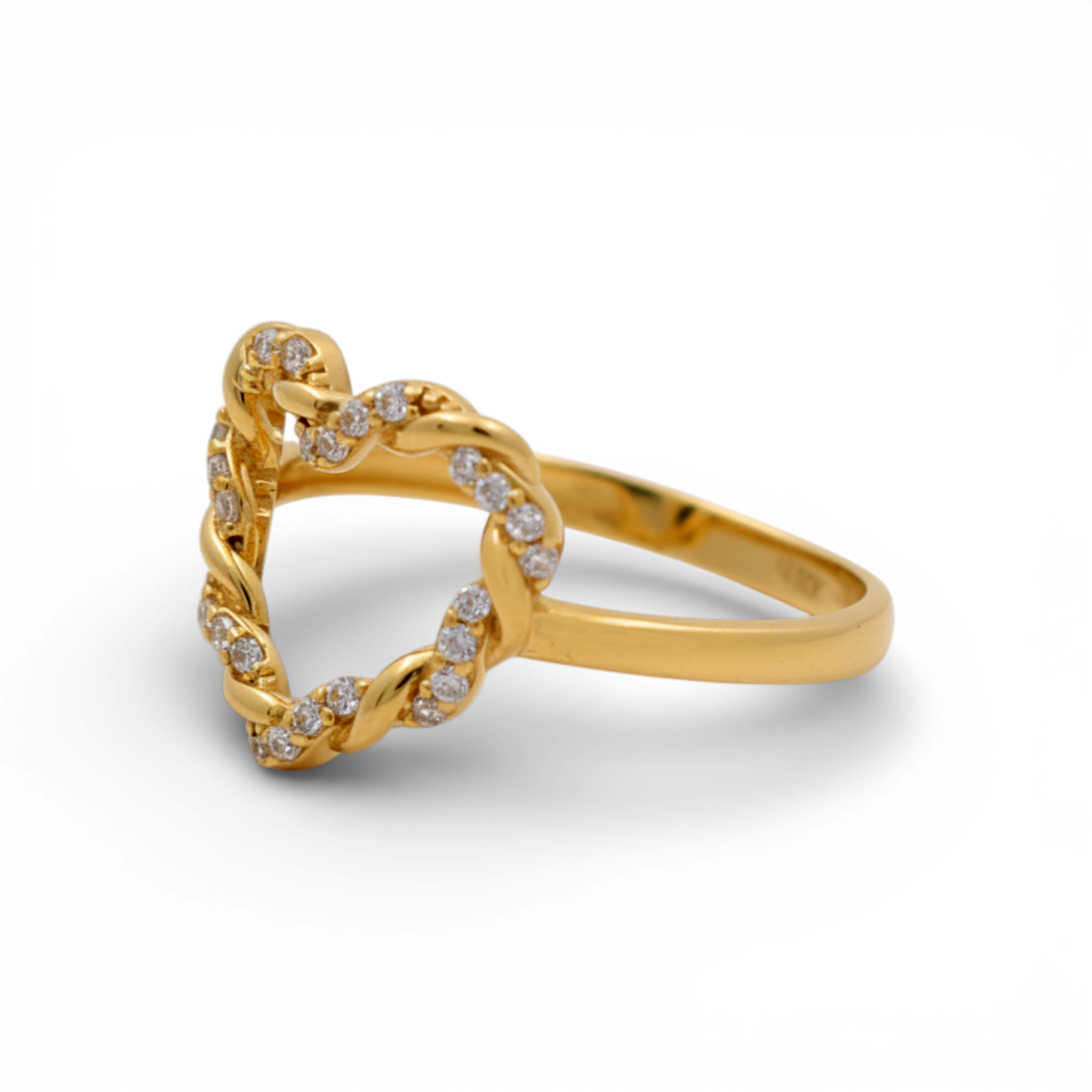 14K Yellow Gold Fashion Heart Women's Ring with Cz / Size: 8 / Weight: 1.8 GR / DQWR4HR-17