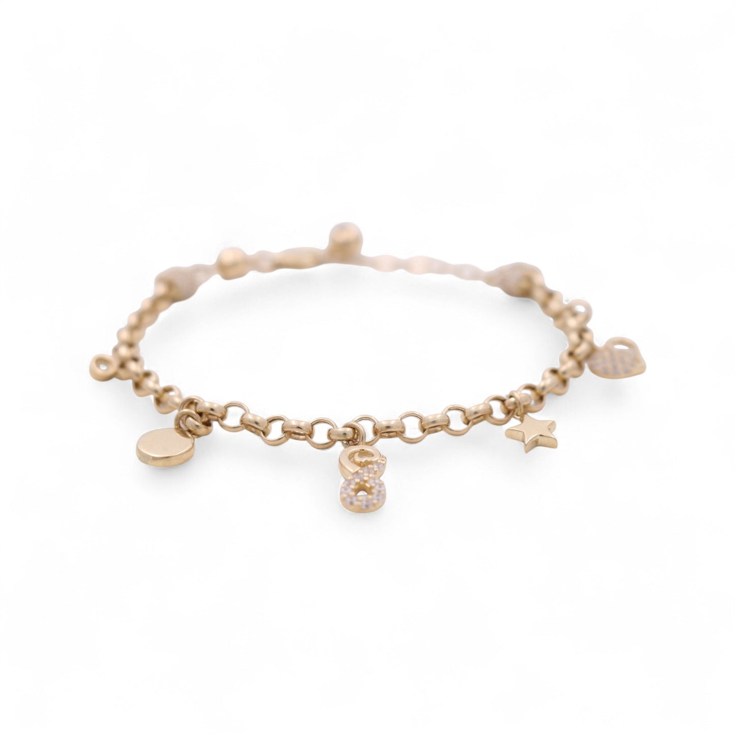 14K Yellow Gold Fashion Women's Bracelet with Charms / Size: 8'' / Weight: 6.3gr / CCFWB4FS-2
