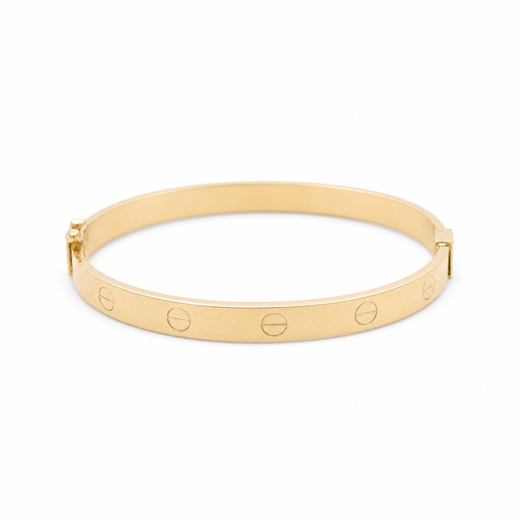 10K Yellow Gold Semisolid Fashion CT Bangle Bracelet / 6MM 7" / Weight: 7 GR / CQBB0CT