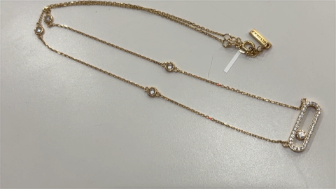14K D TF Yellow Gold Fashion MK Women's Necklace With CZ / Size: 18" / Weight: 3.3gr / P55N-82