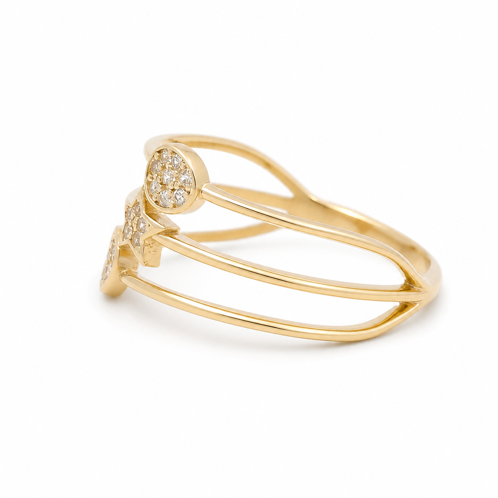 10K Yellow Gold Fashion Women's Ring with Cz / Size: 8 / Weight: 1.8 GR / CQWR0FS-38