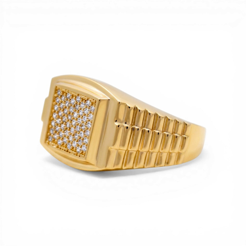 10K Yellow Gold Fashion Men's Ring with CZ/ Size :11 / Weight: 7.2GR / CLBMR0FS-4