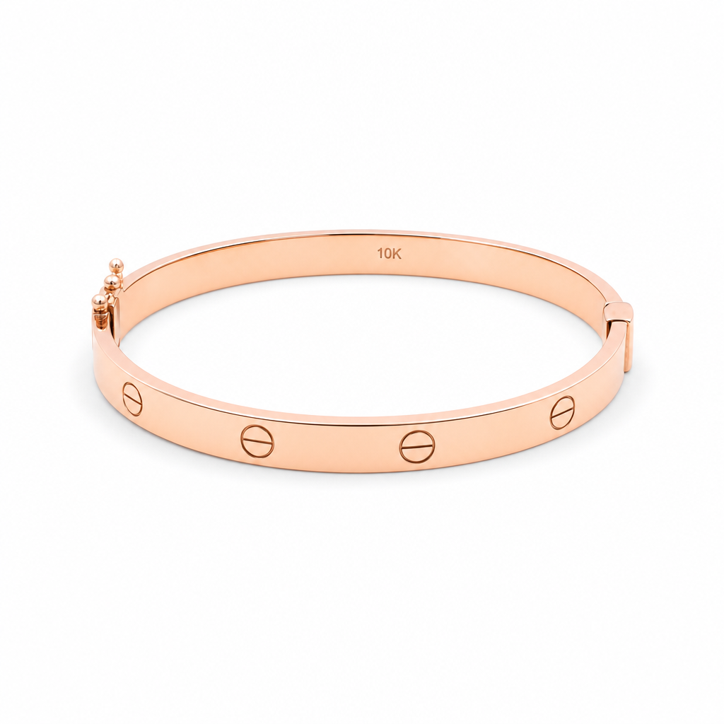 10K Rose Gold Semisolid Fashion CT Bangle Bracelet / 6MM 18 / Weight: 7.9 GR / CQBB0CT