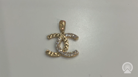 14K Yellow Gold Fashion CC Pendant with Cz / Weight: 2.2 GR / DQPD4CC-1