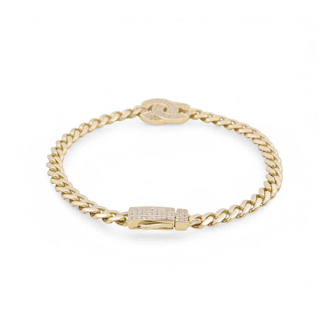 10K Yellow Gold Fashion CC Monaco Women's Bracelet with White Cz / Size: 7.5” / Weight: 7.2 GR / DPWB0MONCC