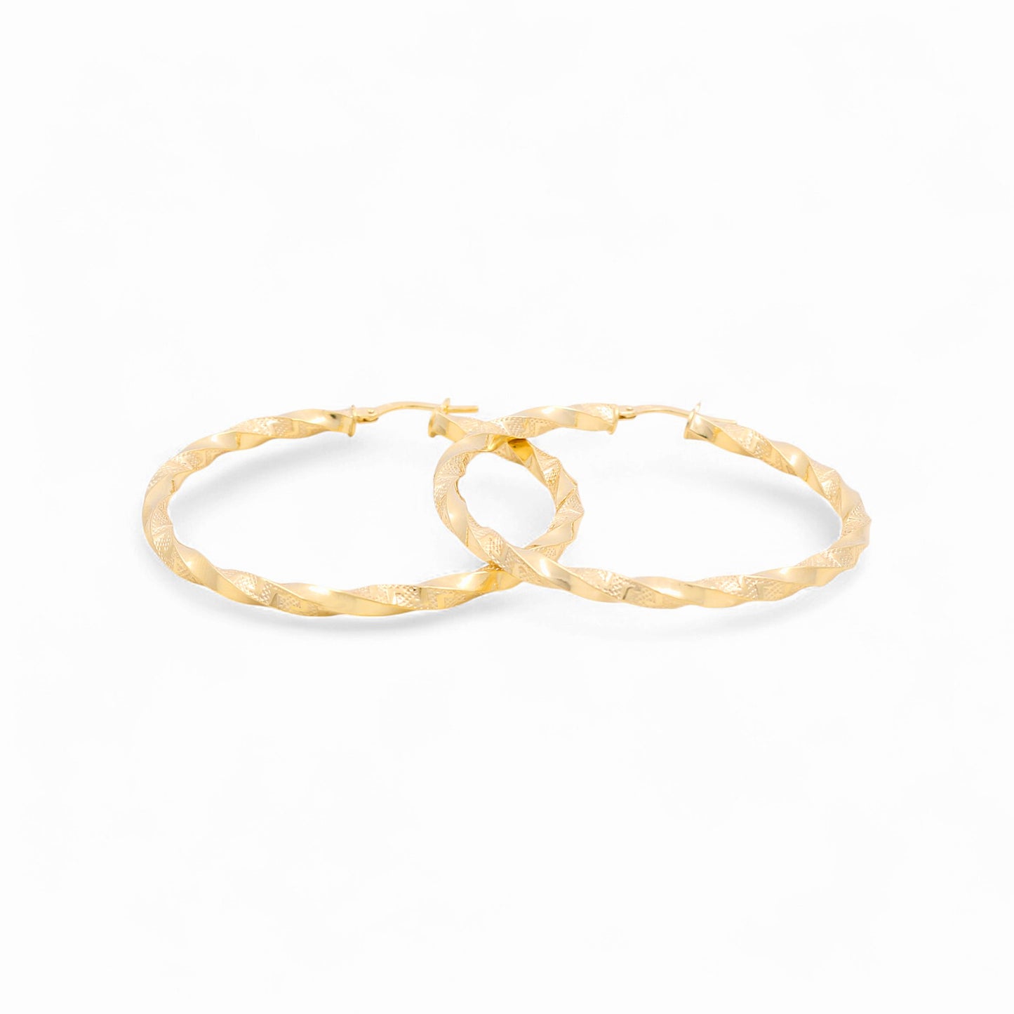 14K Yellow Gold Women's Twist Hoops Earrings with Greek / Size: 3mmx40mm / Weight: 3.6 GR / 240-00397