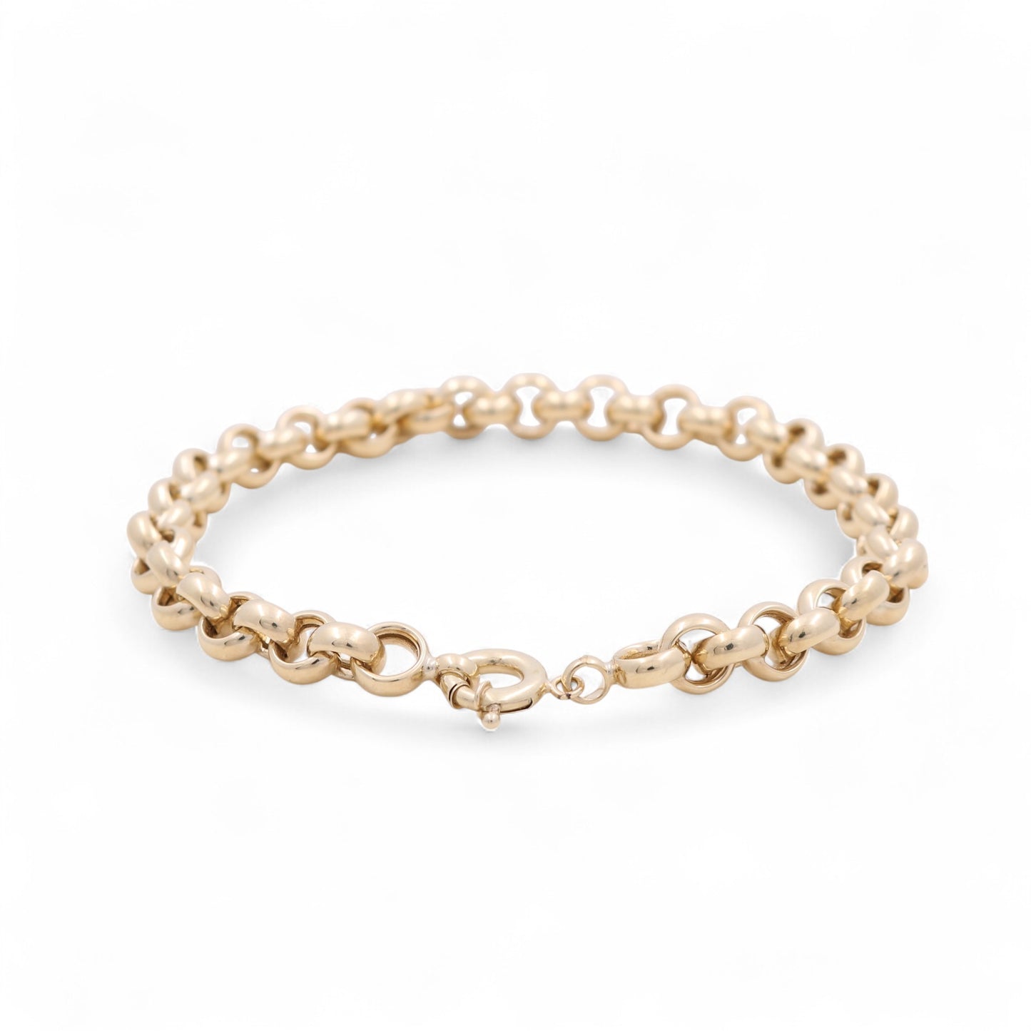 14K Yellow Gold Semisolid Rolo Link Bracelet / Size: 8" / Weight: 6.4 GR / P10B-395