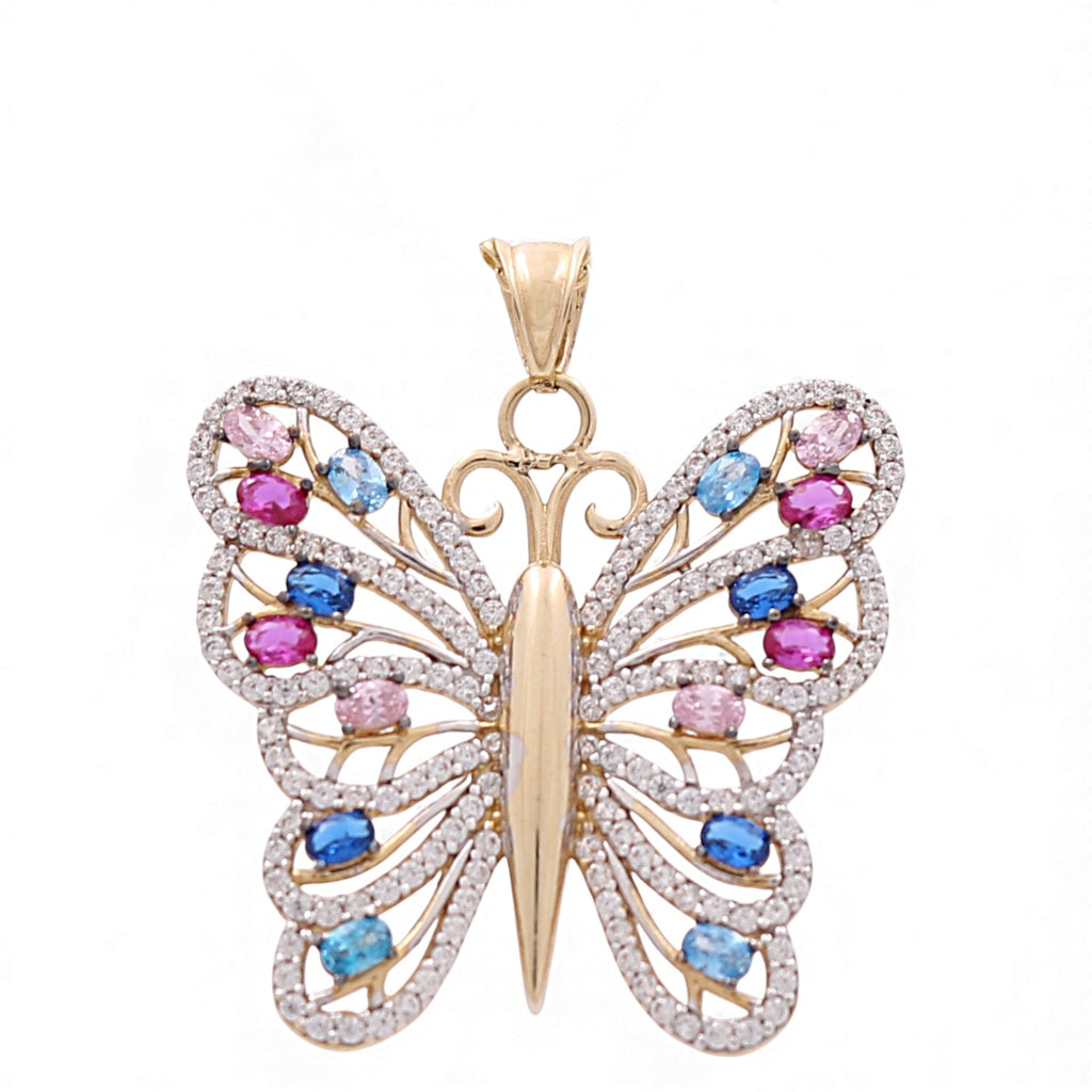 14K Yellow Gold Fashion Butterfly Pendant with Stones / Weight 5.4 GR / COPD4BTCZ-2