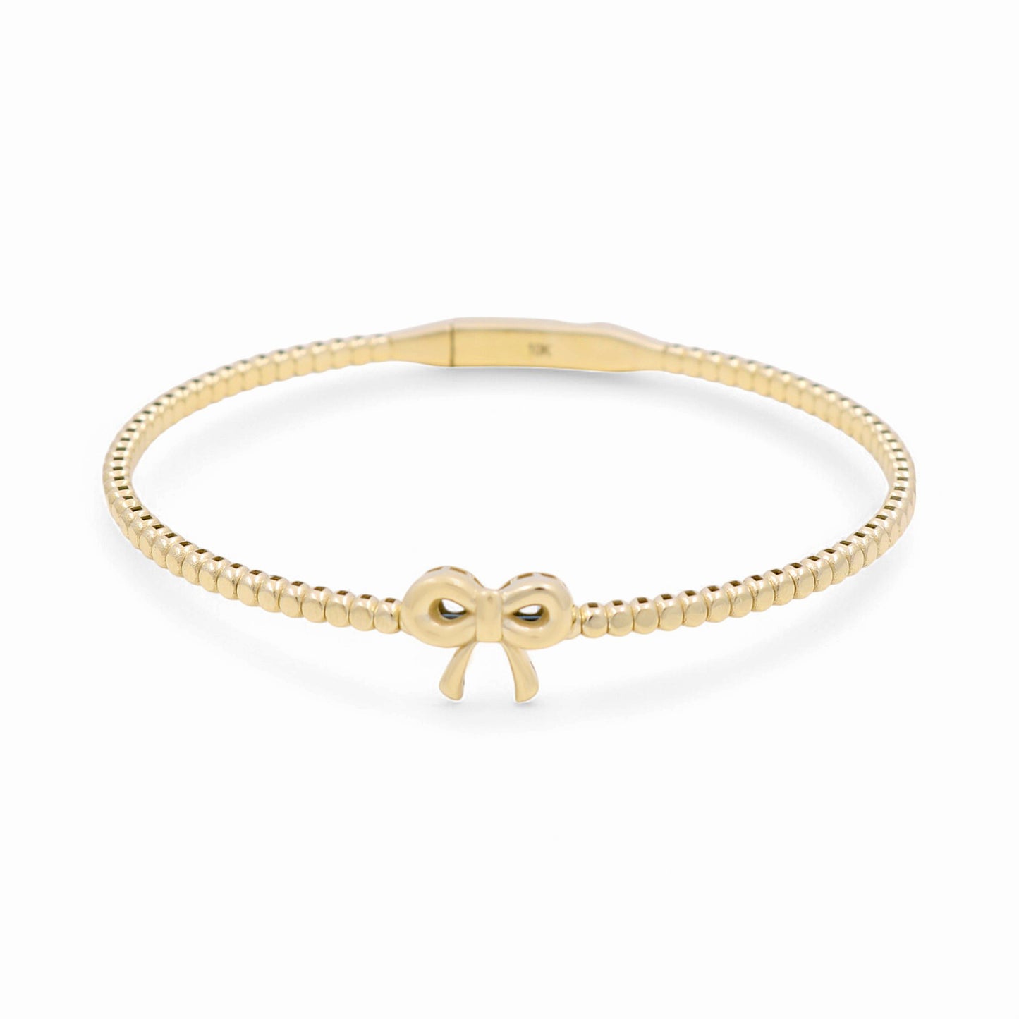 10K Yellow Gold Semisolid Women’s Bangle Bracelet with Ribbon / Weight: 7 GR / CPBB0RB
