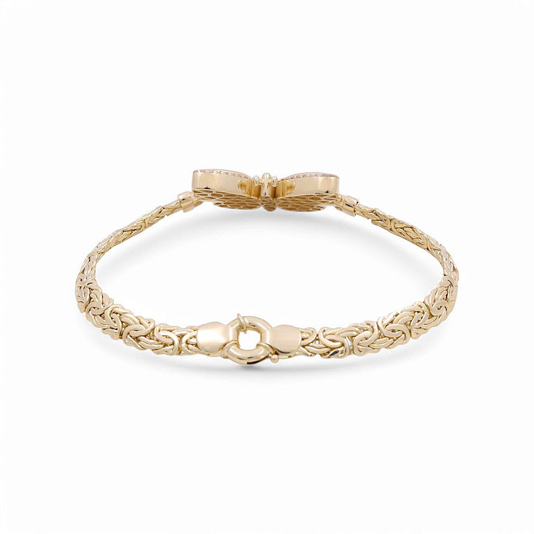 14K Yellow Gold Fashion Woman's Bracelet w/Butterfly Byzantine Link / Size: 7.5" / Weight: 12.0 gr / DPWB4BTBZ