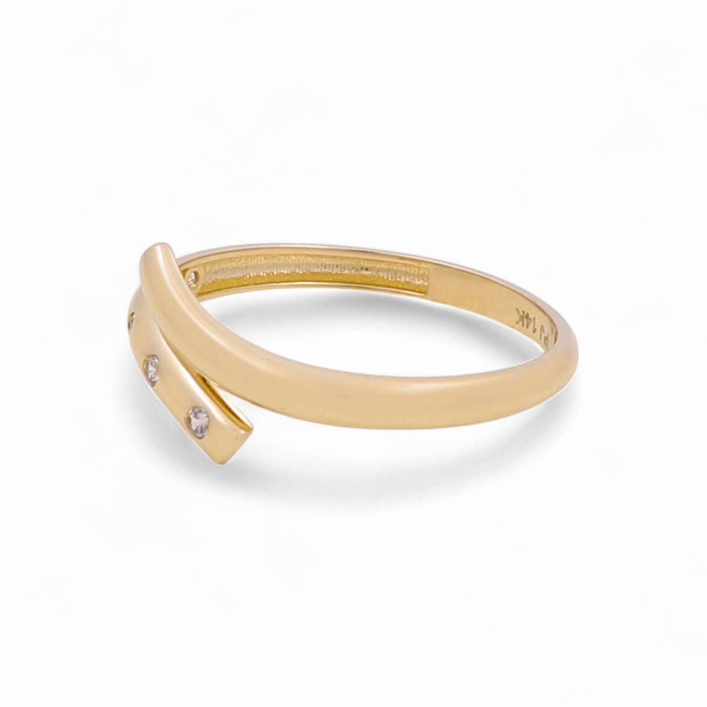 14K Yellow Gold Fashion Women's Ring with CZ / Size: 7 / Weight: 1 GR / DPWR4FS-26