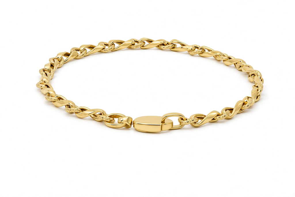 10K Yellow Gold Semisolid Italian Link Bracelet / Size: 7.5" / Weight: 3.1 GR / MR701BR