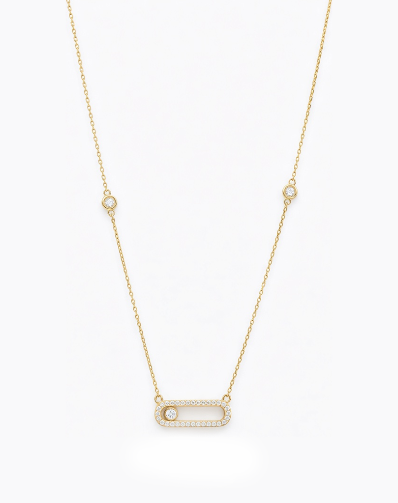 14K Yellow Gold Fashion MK Women's Necklace with Cz / Size: 18" / Weight: 3.5 GR / P55N-82