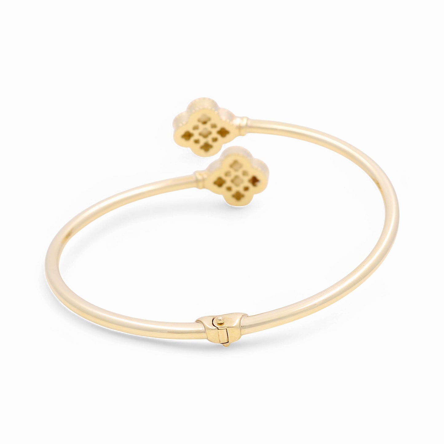 10K Yellow Gold Semisolid Women’s Bangle Bracelet with Clover / Weight: 8.4 GR / CPBB0CLV-1