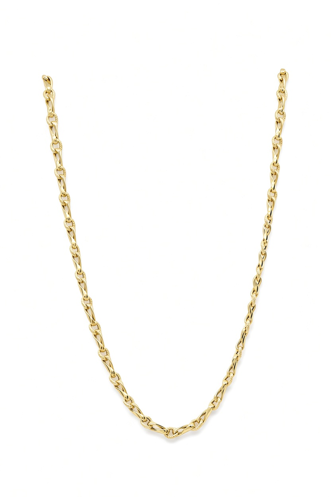 10K Yellow Gold Semisolid Italian Fancy Necklace / Size: 18" / Weight: 6.4 GR / MR701NE