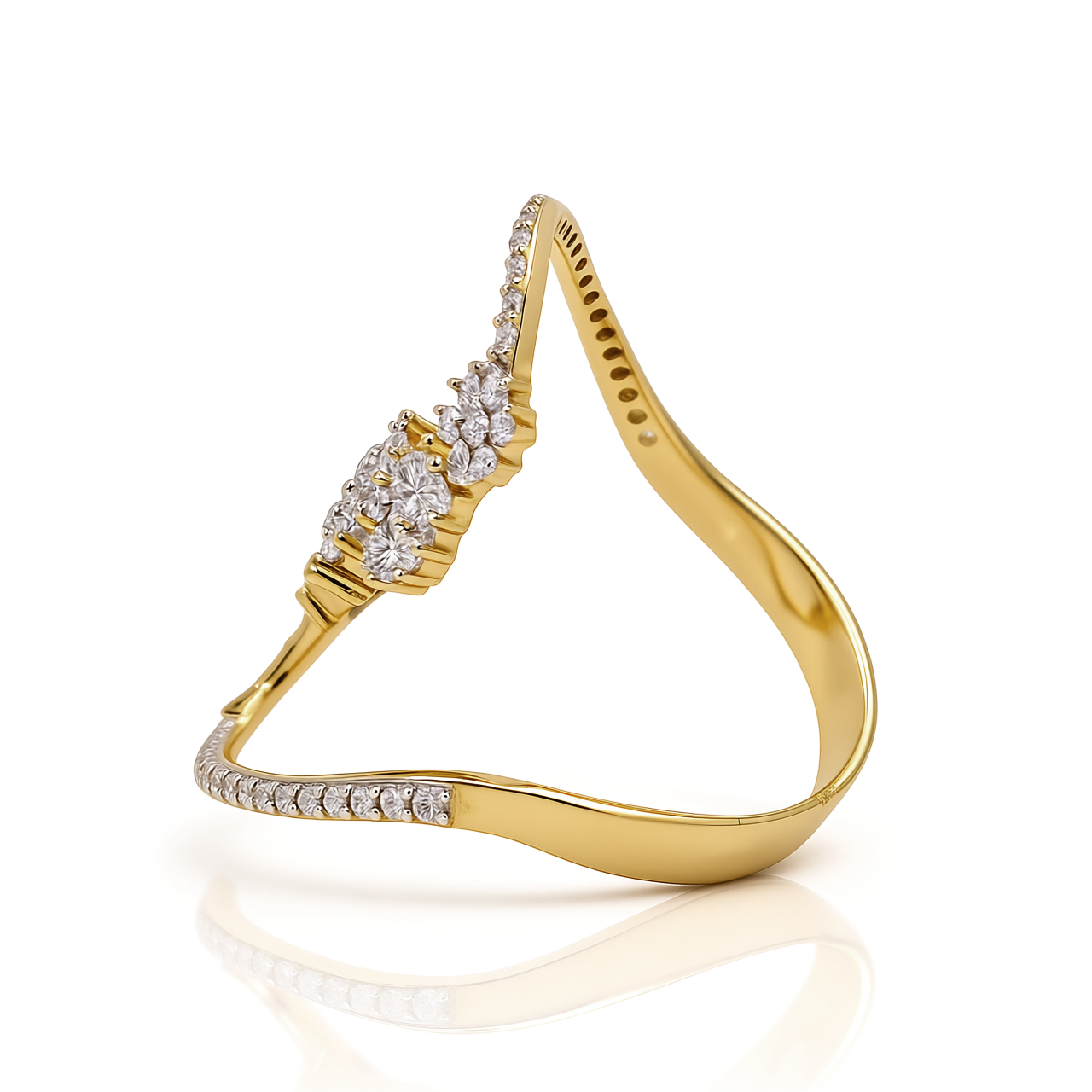 14K Yellow Gold Fashion Flowers Women's Ring with Cz / Size: 6 / Weight: 2.7 GR / CEEWR4FL-2