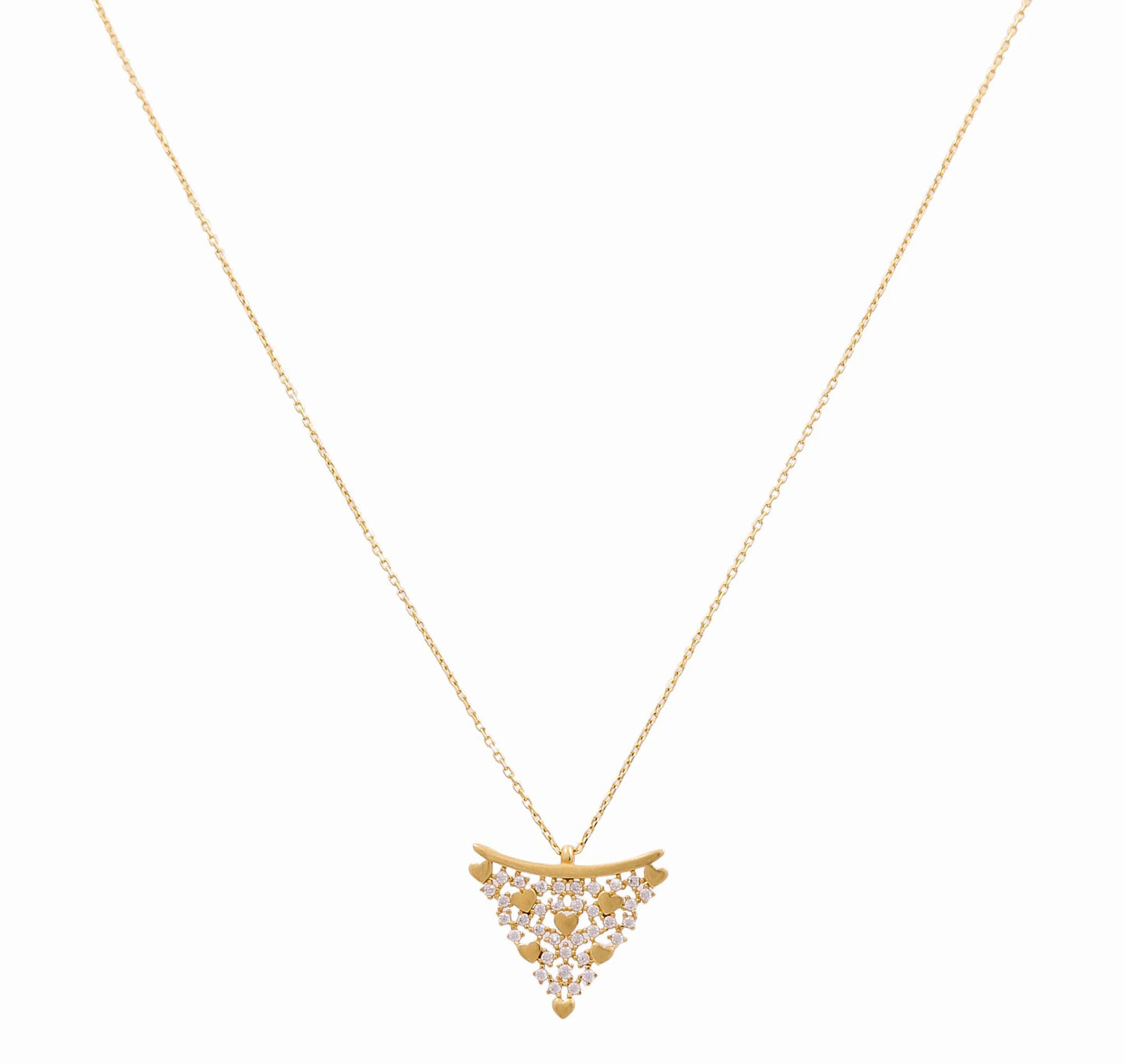 14K Yellow Gold Women's Necklace With Heart and Cz Pendant / Stone: Cz / Size: 16" / Weight: 3.3 GR / CCNK4HR-3