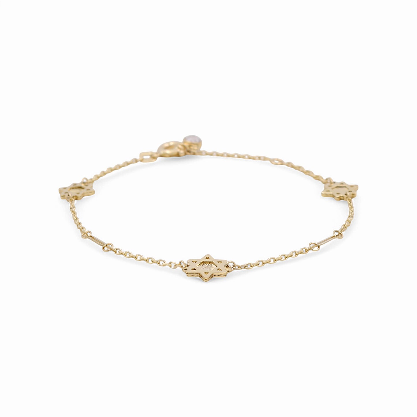 14K Yellow Gold Women's Bracelet with Star of David / Size: 7” / Weight: 2.6 GR / DPWB4ST-1