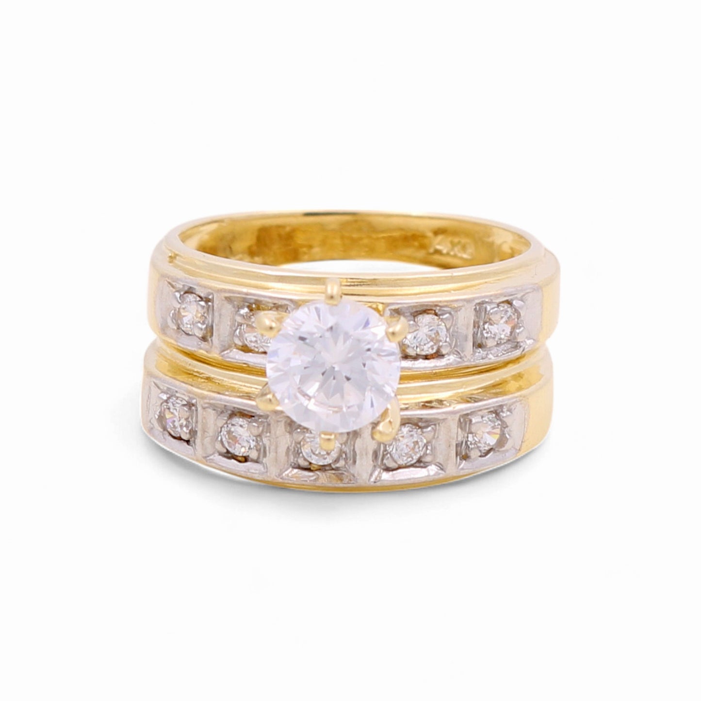 14K Yellow and White Gold Women’s Bridal Set / Stone: Cz / Size: 8 / Weight: 7.9 GR / CEEWRTT4BS-1