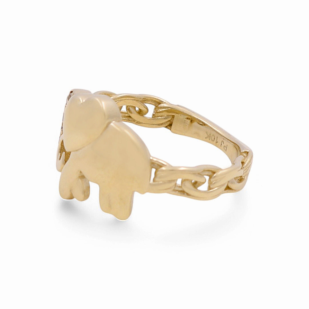 10K Yellow Gold Elephant Women's Ring with CZ / Size: 7.5 / Weight: 2.6 GR / DPWR0EP-1