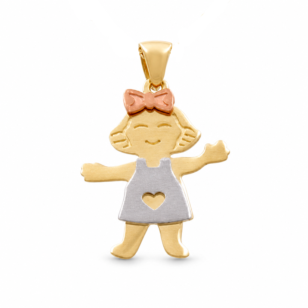 10K Yellow, White and Rose Gold Girl Pendant / Weight: 1 GR / DQPD3T0GRL