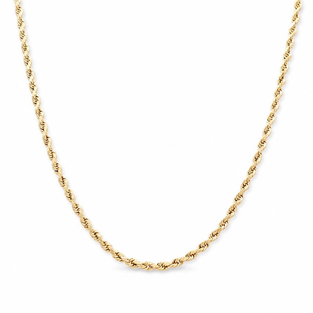 14K Yellow Gold Semisolid Rope Chain / Size: 24" 3.2mm / Weight: 7.8 GR / 768-20040
