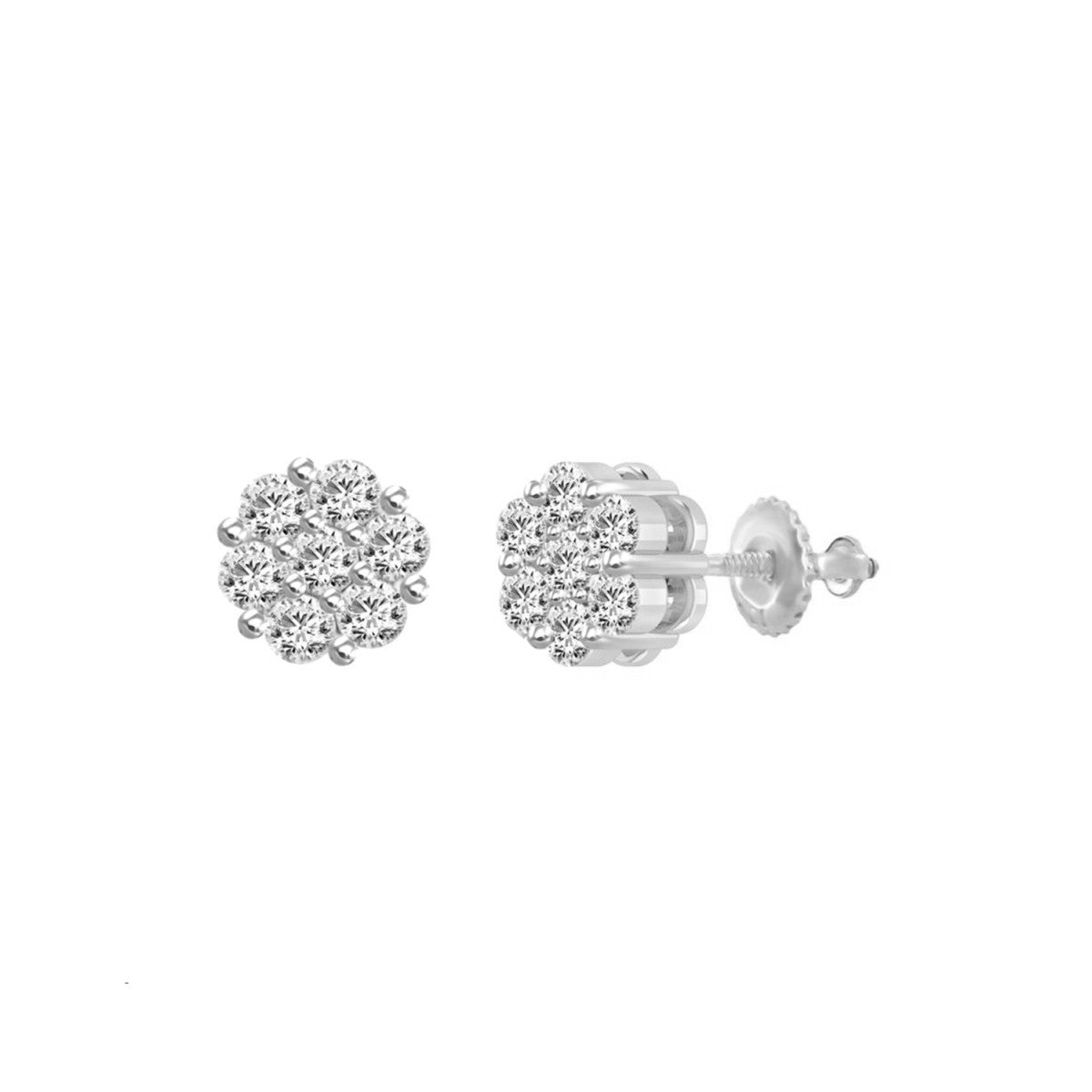 10K White Gold Woman's Diamond Flower Stud Earrings / Stone: 0.75CT /85509W