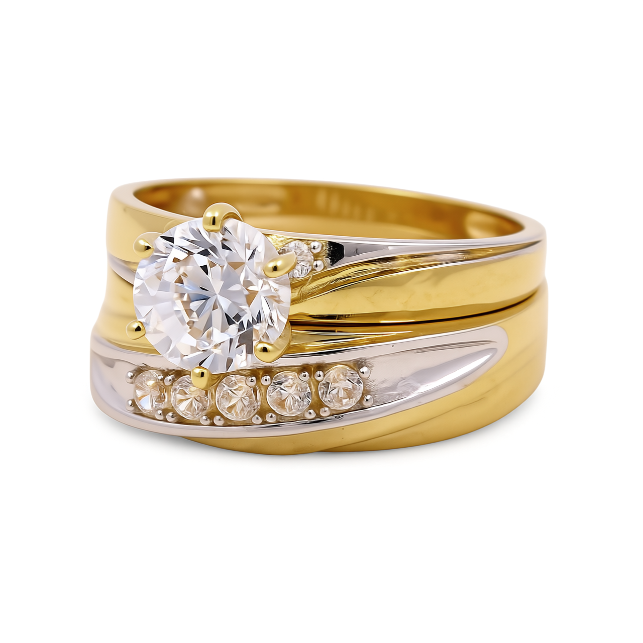 14K Yellow and White Gold Women’s Bridal Set / Stone: Cz / Size: 7 / Weight: 4.2 GR / CEEWRTT4BS-4