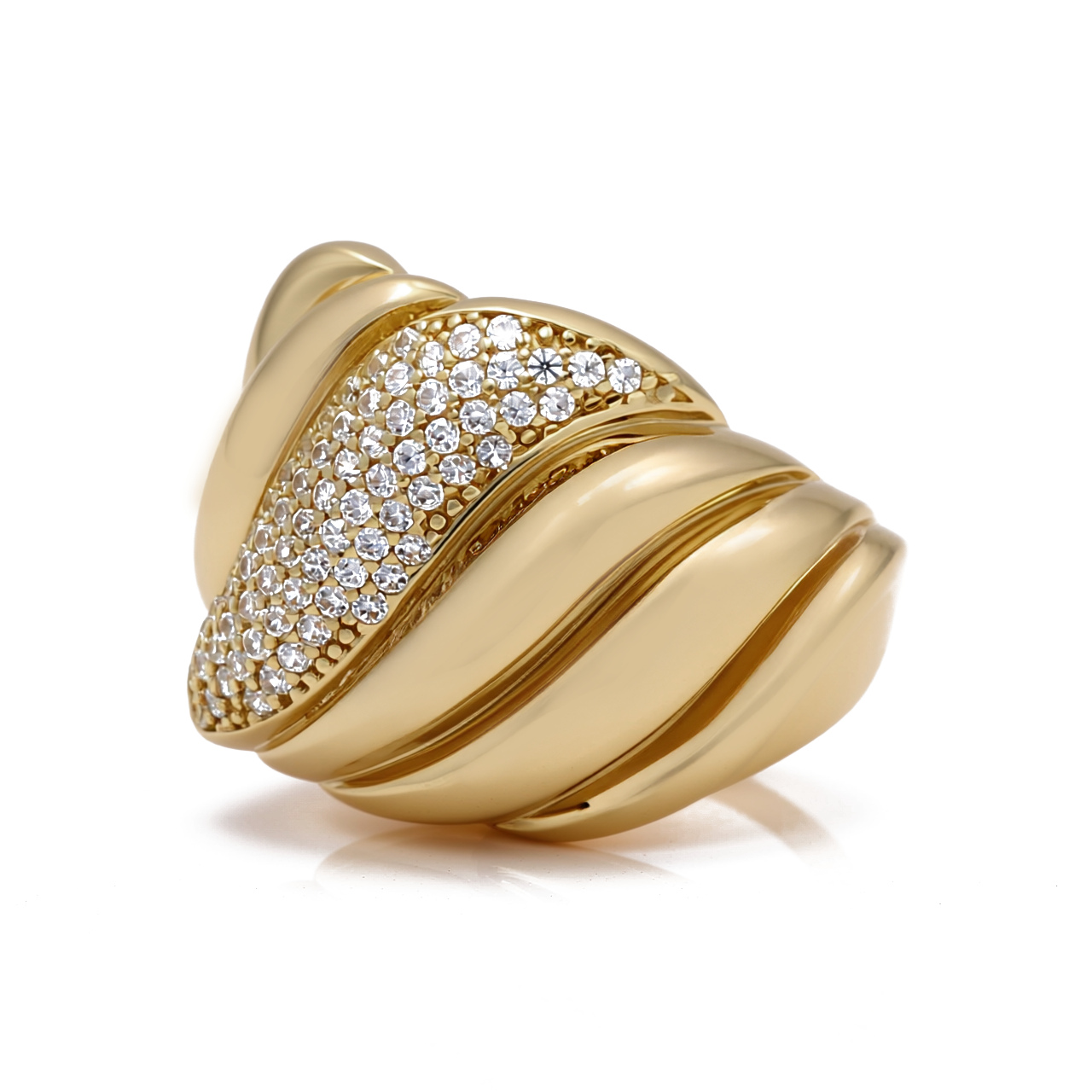 10K Yellow Gold Fashion Women's Ring with CZ / Size: 7 / Weight: 4.9 GR / P02CR-3352