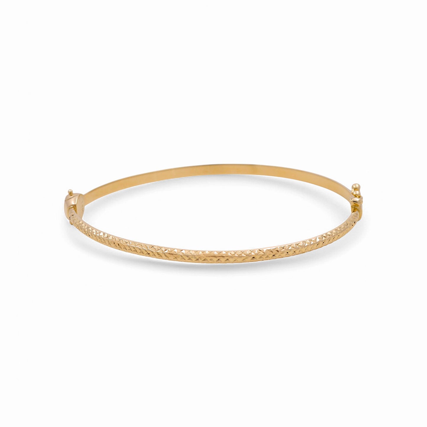 14K Yellow Gold Semisolid Diamond Cut Women’s Bangle Bracelet / Weight: 4 GR / CPBB4DC