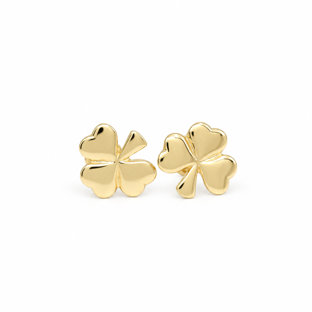 14K Yellow Gold Clover Stud Earrings / Weight: 1.4 GR / DQES4CLV-2