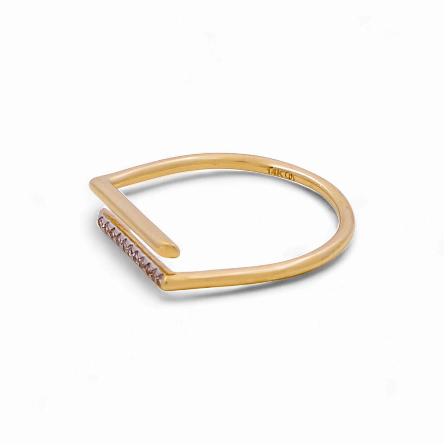 14K Yellow Gold Fashion Women's Ring with Cz / Size: 7 / Weight: 1.6 GR / KEEWR4FS-1