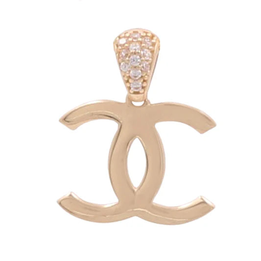 14K Yellow Gold CC Pendant with Cz / Weight 1.1GR / COPD4CCCZ-3