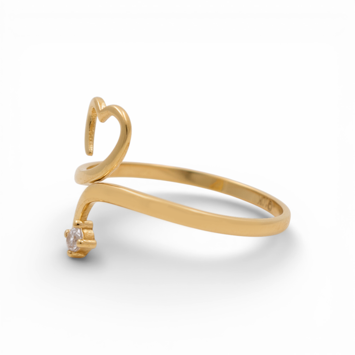 10K Yellow Gold Heart Women's Ring with White Cz / Size: 8.75 / Weight: 1.5 GR / DQWR0HR-10