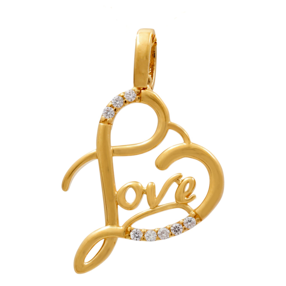 14K Yellow Gold Fashion Love Pendant with Cz / Weight: 0.8 GR / P53P-1840
