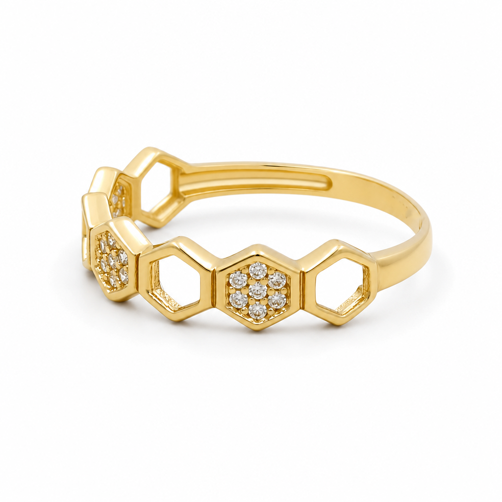 10K Yellow Gold Fashion Women's Ring with Cz / Size: 8 / Weight: 1.5 GR / CQWR0FS-39