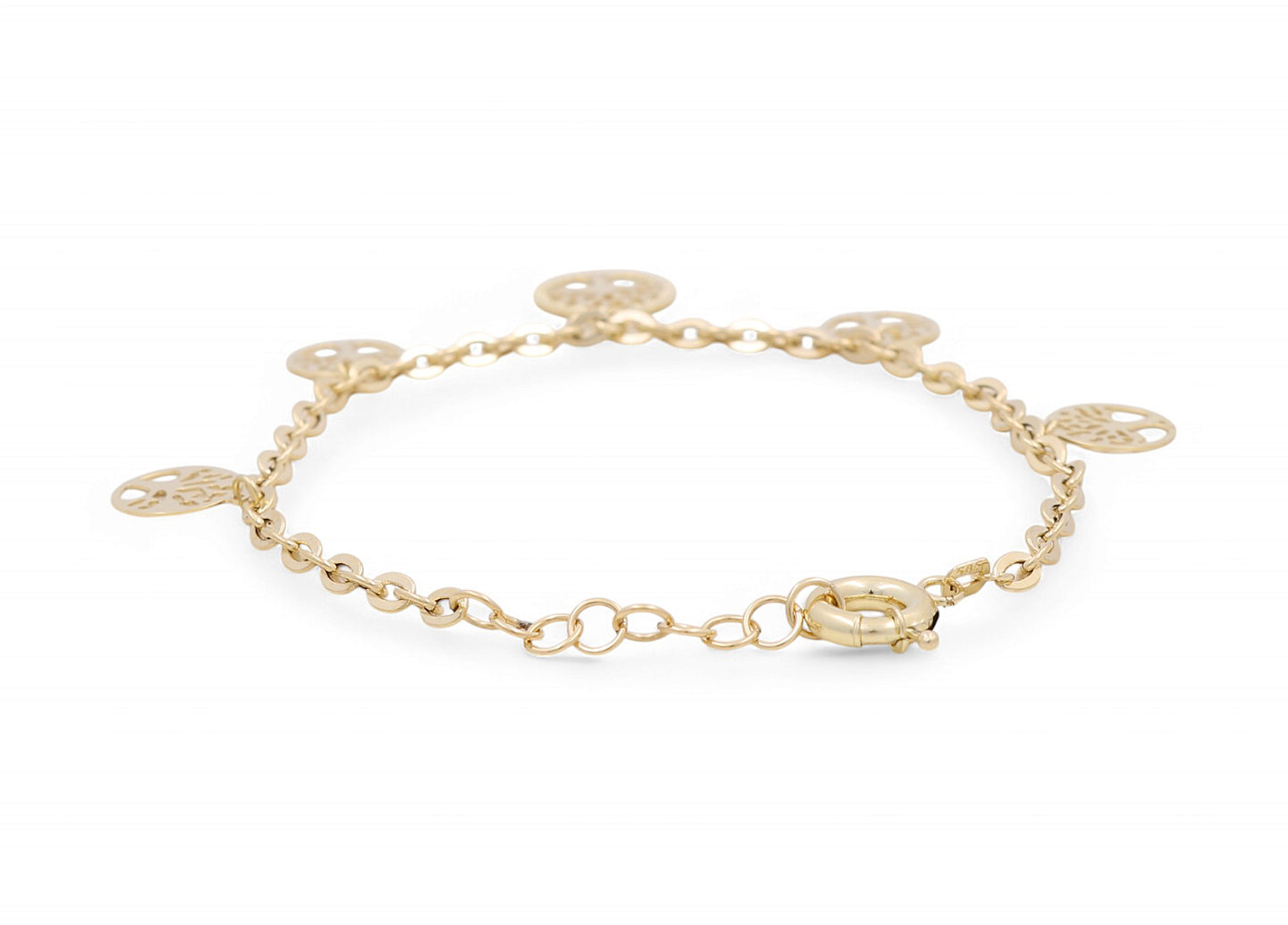 14K Yellow Gold Women's Bracelet with Hanging Trees of Live / Size: 7” / Weight: 4.2 GR / DPWB4TL