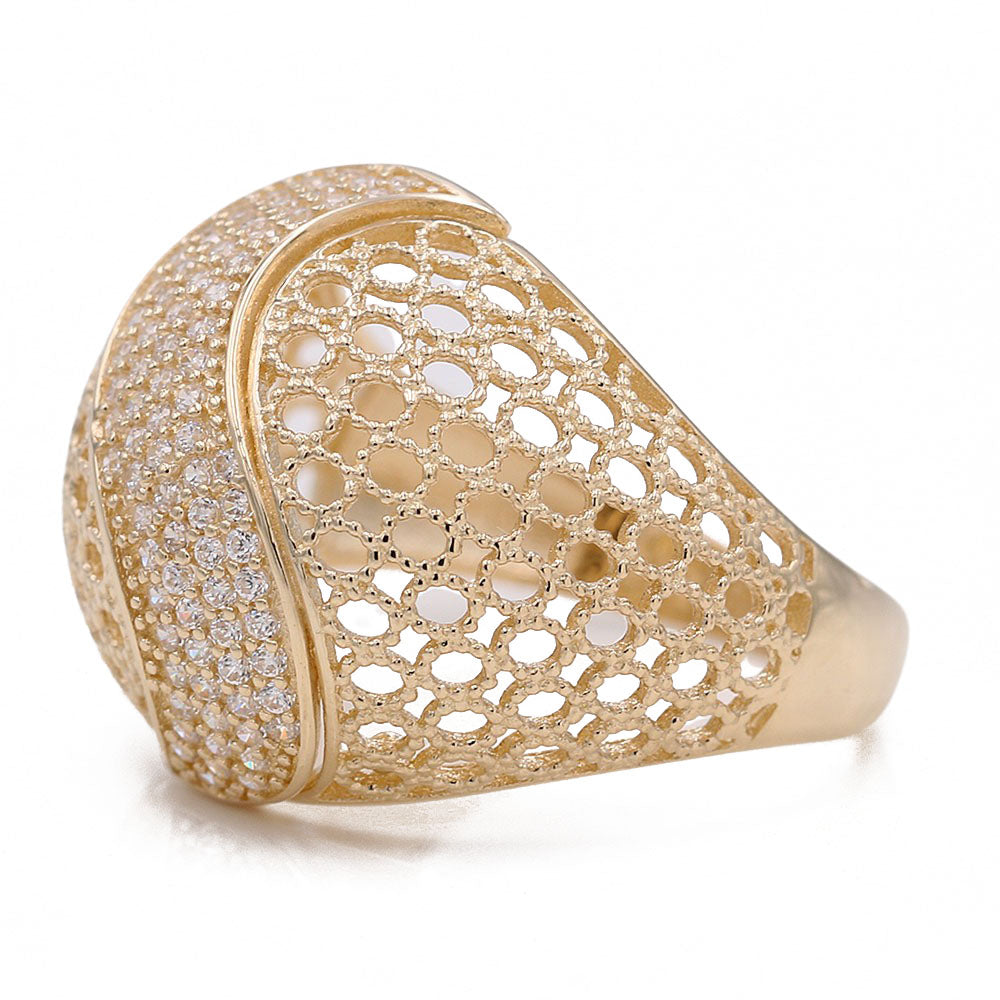 Honeycomb Fashion Ring with Cubic Zirconias