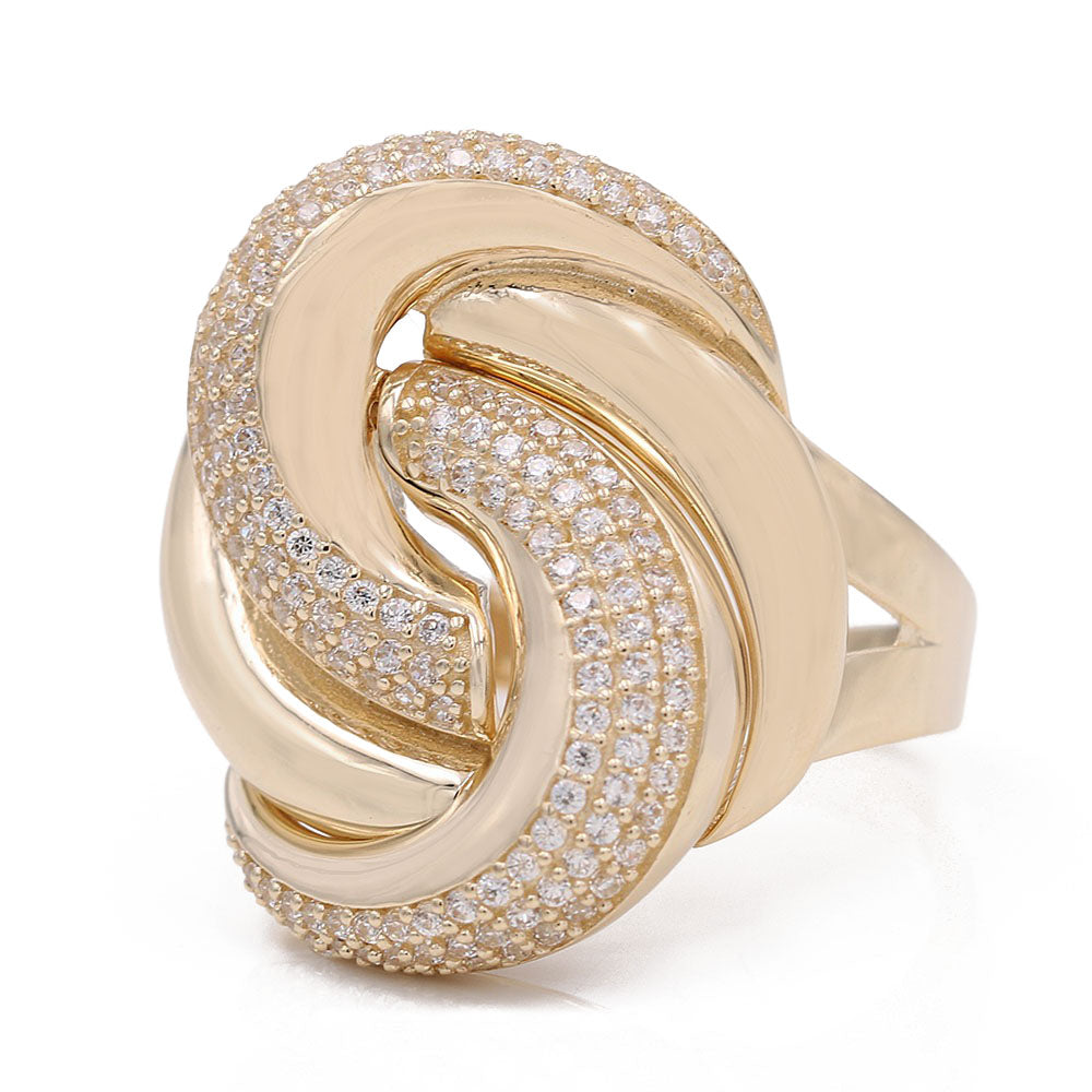 Twisted Fashion Ring with Cubic Zirconias