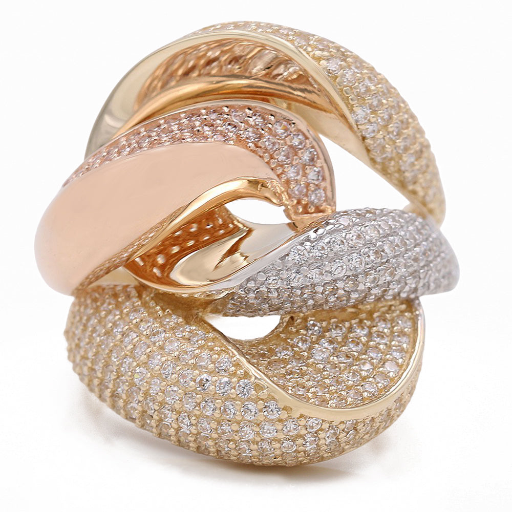Tri-Color Fashion Ring with Cubic Zirconia