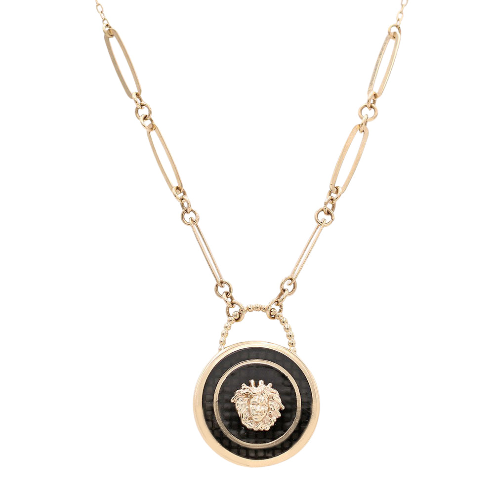 Medusa On Black Stone Necklace