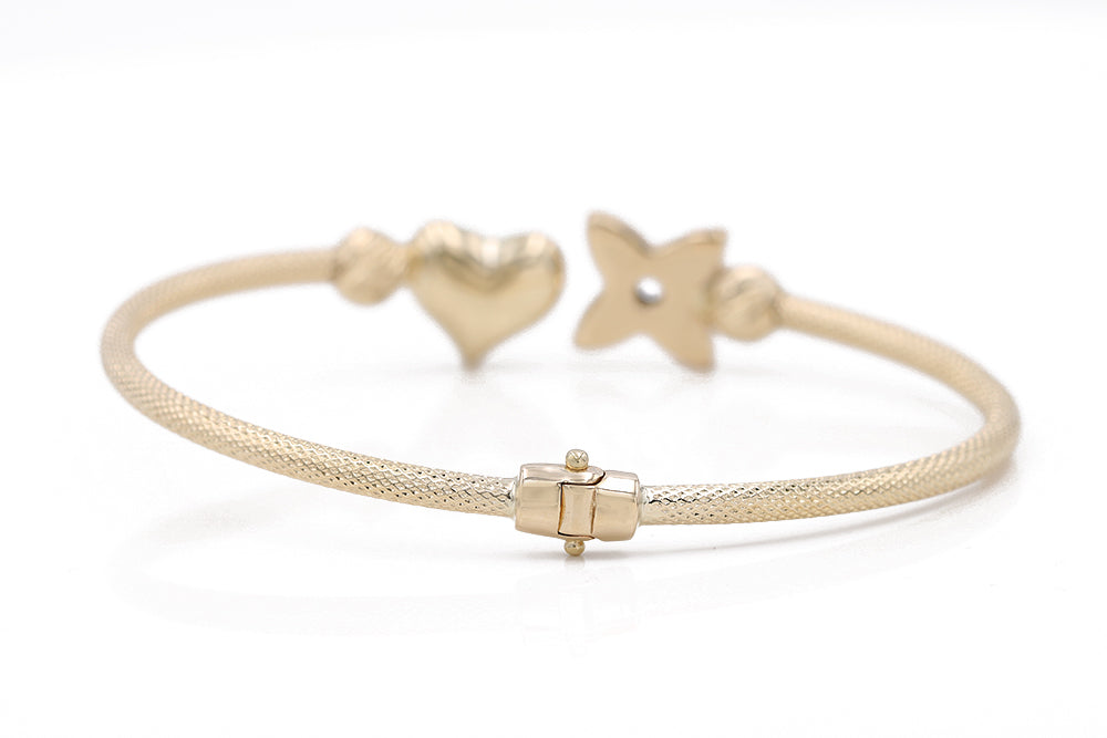 Fashion Heart and Flower Bangle