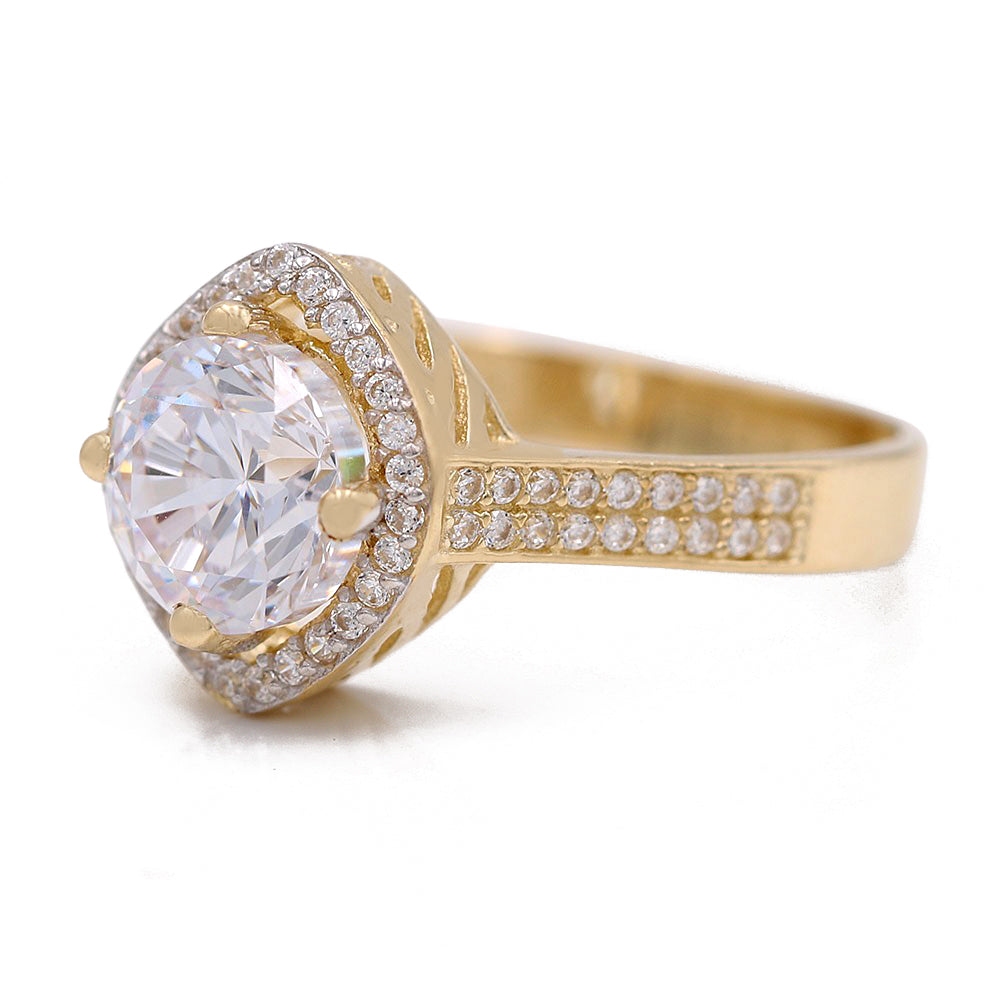 Rain Drop Center Stone Ring with Cubic Zirconias