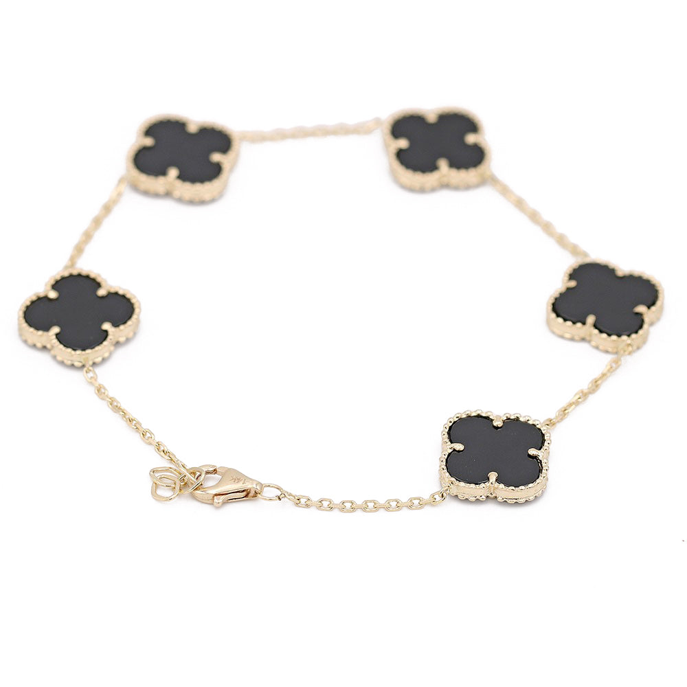 Flower Black Color Stone Bracelet