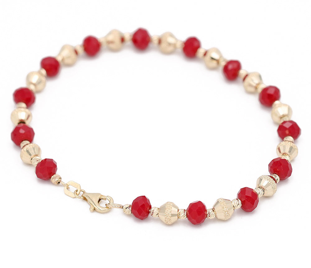 Red Color Stone Beads Bracelet