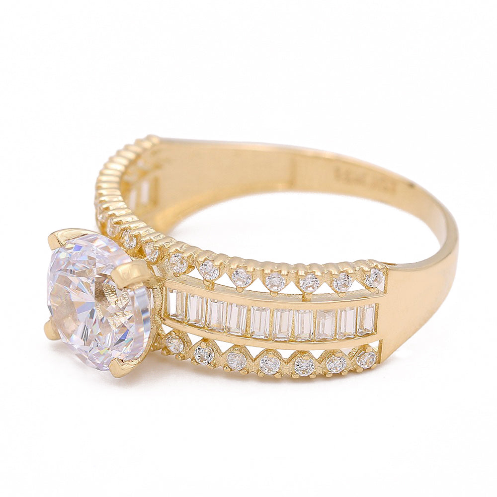 Fashion Bridal Ring with Center Stone and Cubic Zirconias
