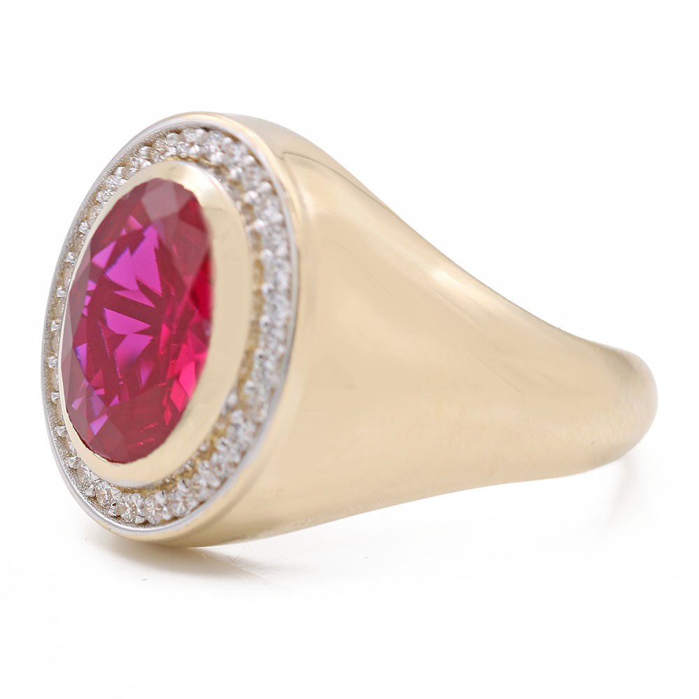 Fashion Ring with Red Oval Center Stone