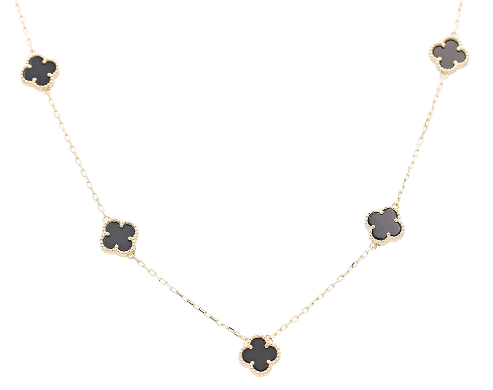 Flowers Black Color Stone Necklace