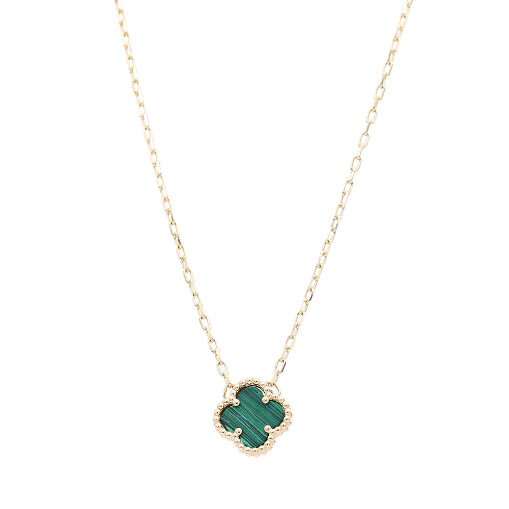 Flower Green Color Stone Necklace