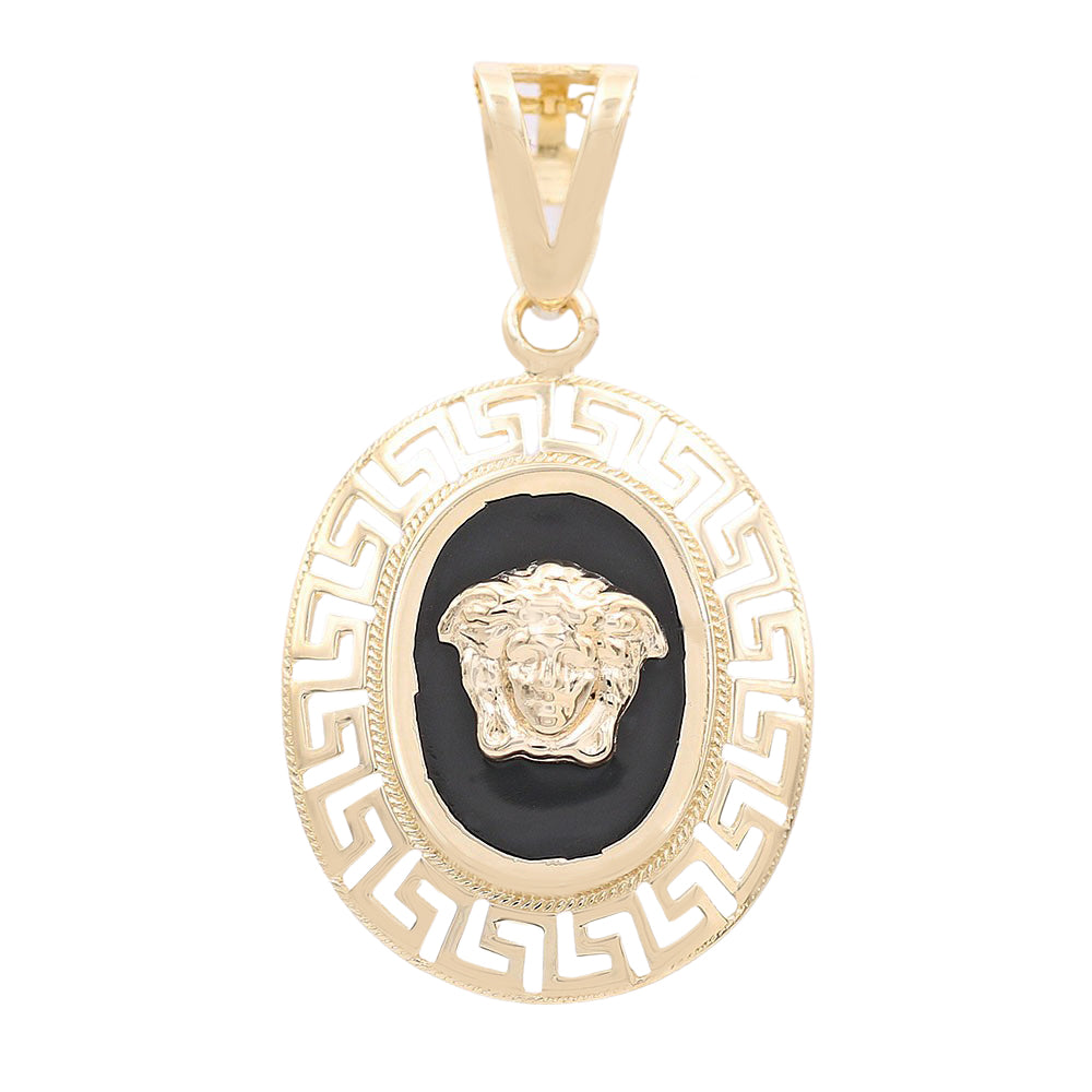 Medusa Head Pendant with Black Stone